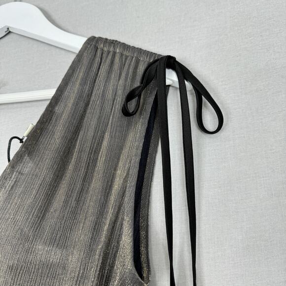 Pinch Dress Womens Small Gold Metallic Midi Party Deep V-Neck Cocktail Evening - Picture 4 of 16